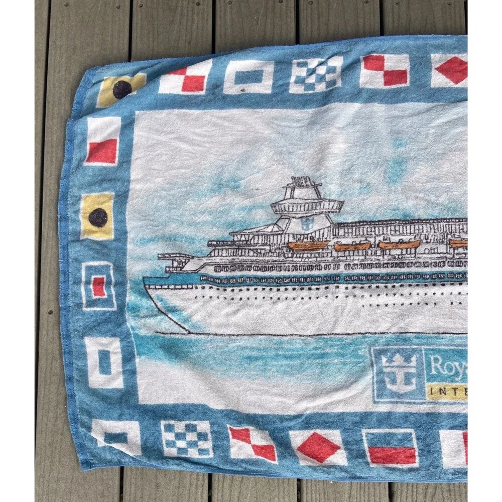 Royal Caribbean Cruise Ship Int’l Beach Towel Nautical Flags 60” Vintage 1990’s